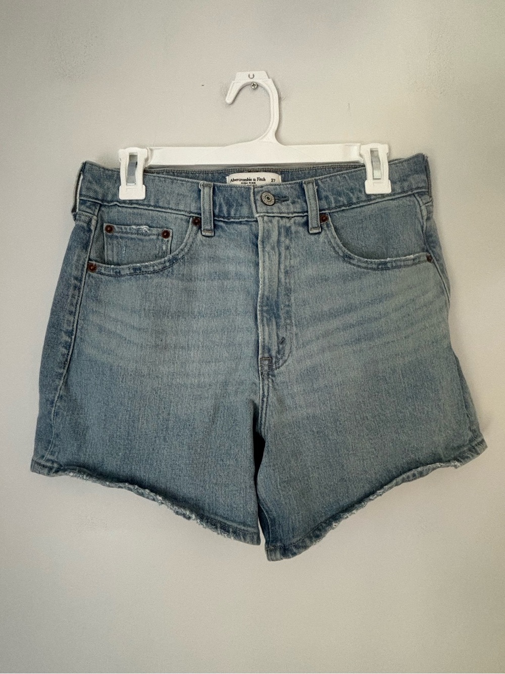 Abercrombie & Fitch High Rise Light Wash Dad Shorts Size 27 - Picture 8 of 8